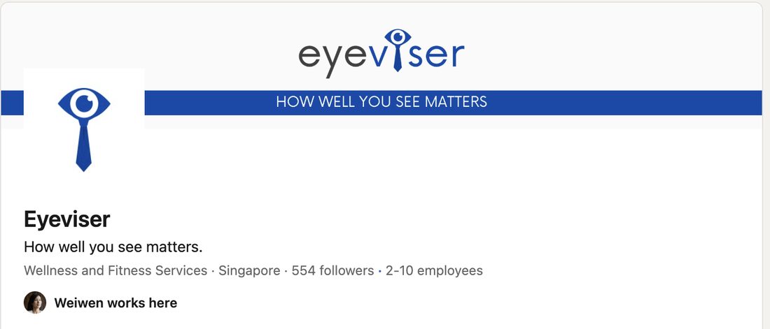 Eyeviser LinkedIn company page before the revamp, with a logo banner and tagline only